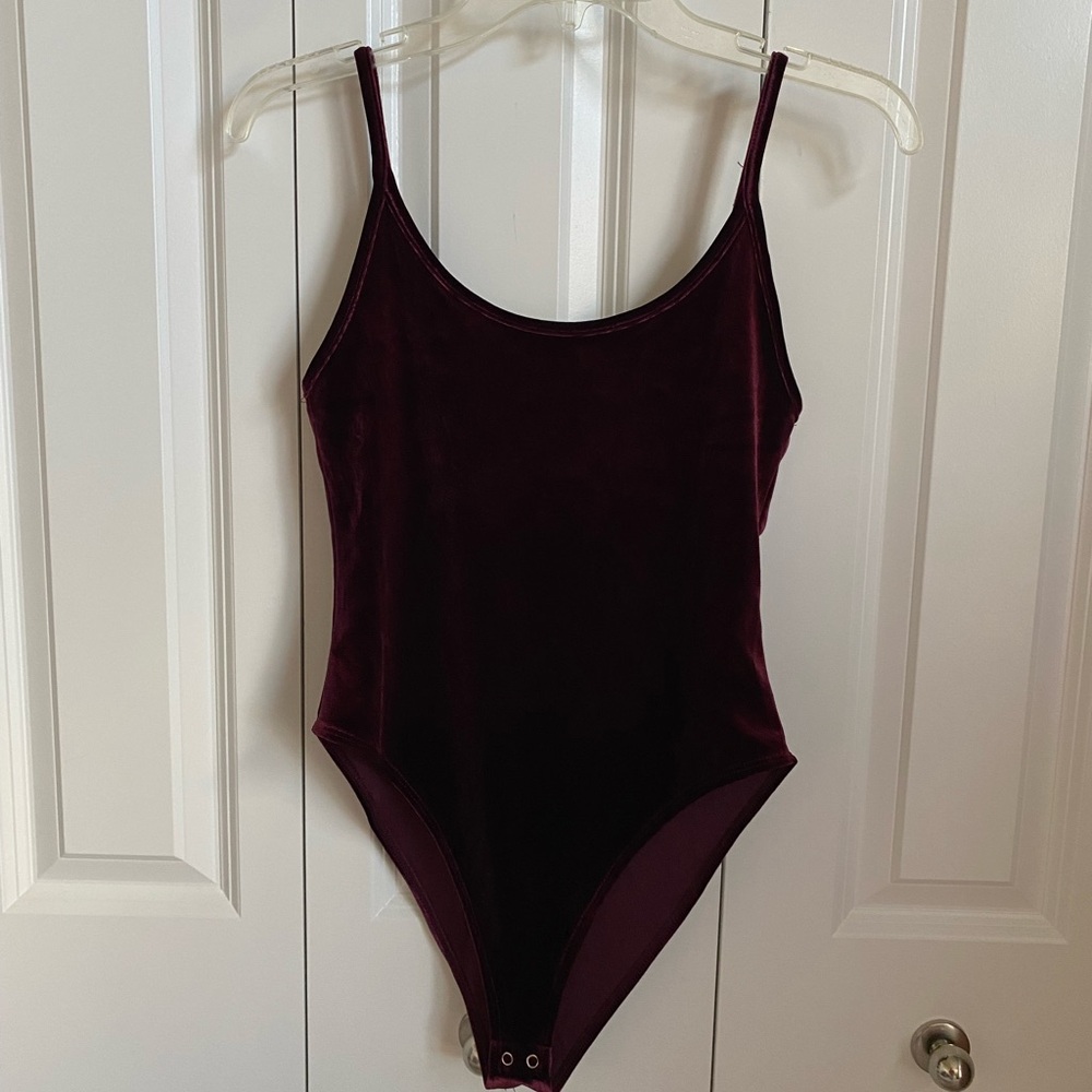 Forever 21 Burgundy Velvet Bodysuit